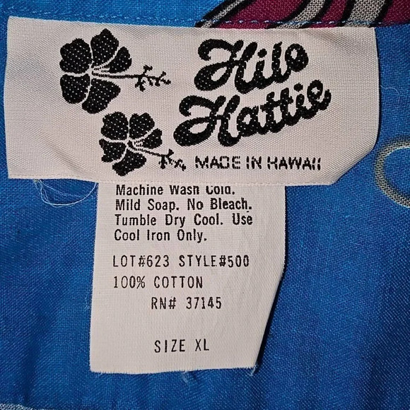 Hilo Hattie Seashell Hawaii‎ Print Short Sleeve Button Down Hawaiian Shirt XL - Picture 4 of 4